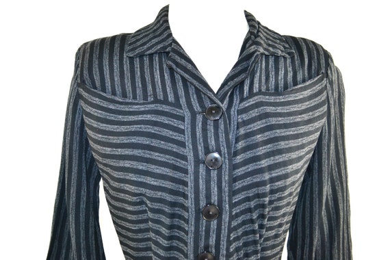 1950s/1960s Black and Gray Vertical Stripe Wiggle… - image 4