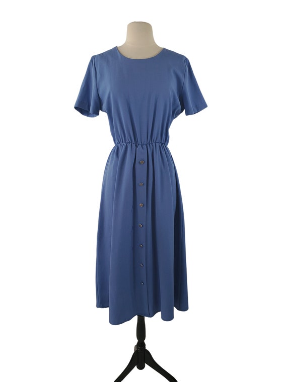 1980s/1990s Cornflower Blue Day Dress, Size 6 - image 2