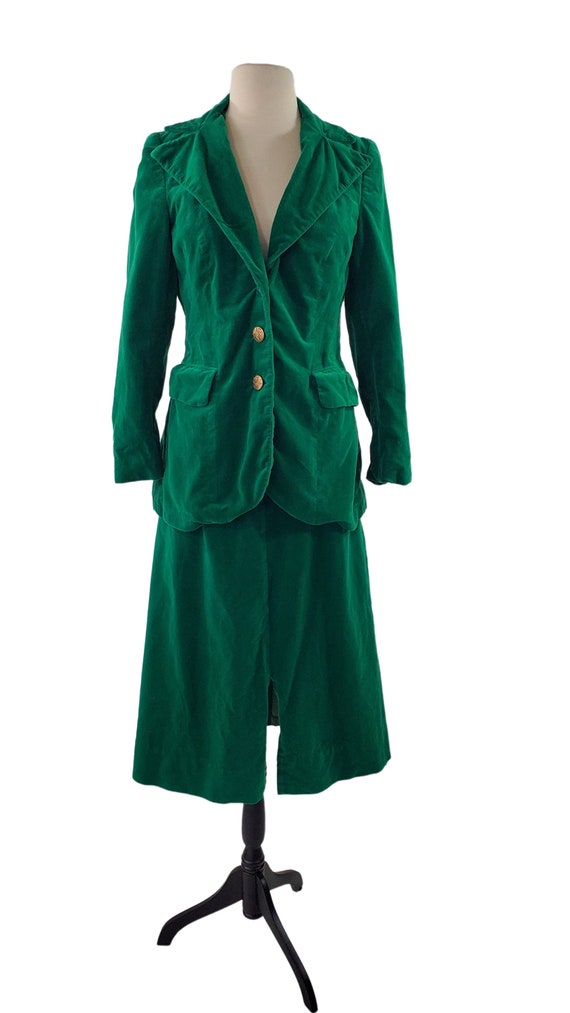 1970s Emerald Green Blazer and Skirt Suit Set by Gord… Gem