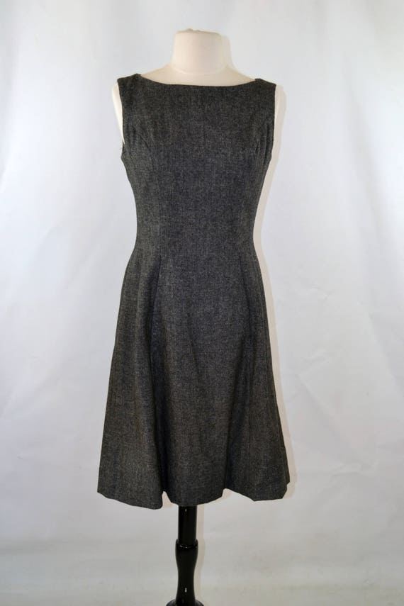 1960s Sleeveless Gray Wool Tea Length Dress by Jo… - image 2
