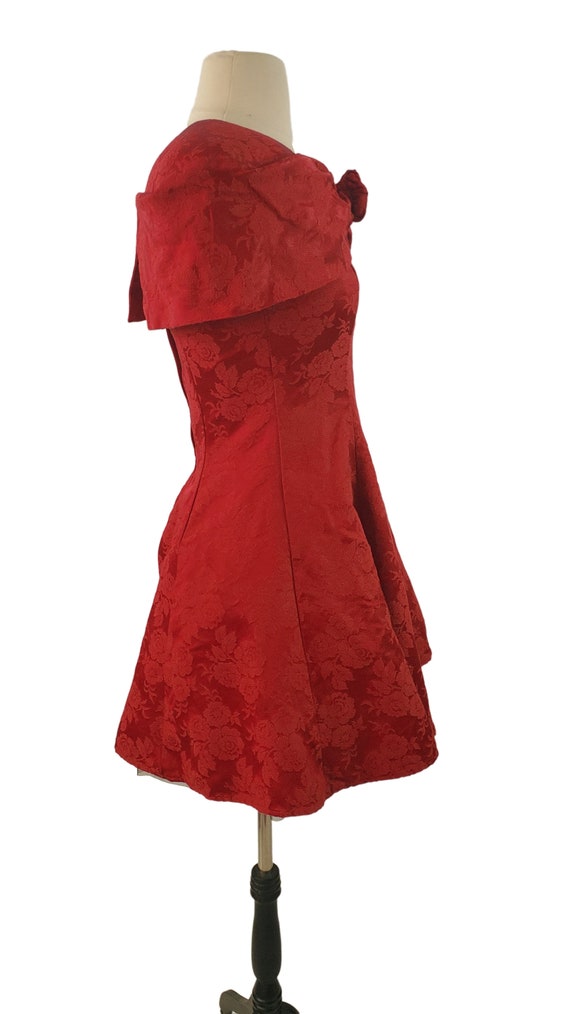 1990s Red Brocade Cocktail Dress by Mainframe, si… - image 6