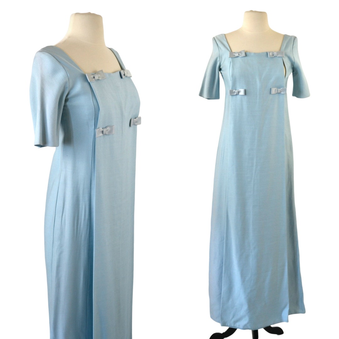 1960s/1970s Blue Short Sleeve Maxi Formal Gown Bridesmaid - Etsy