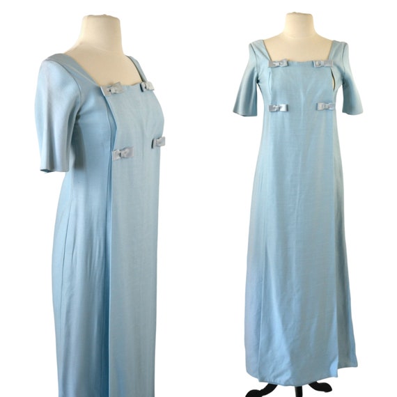 1960s/1970s Blue Short Sleeve Maxi Formal Gown, Bridesmaid, Prom Dress 1960s/1970s Blue Short Sleeve Maxi Formal Gown, Bridesmaid, Prom Dress