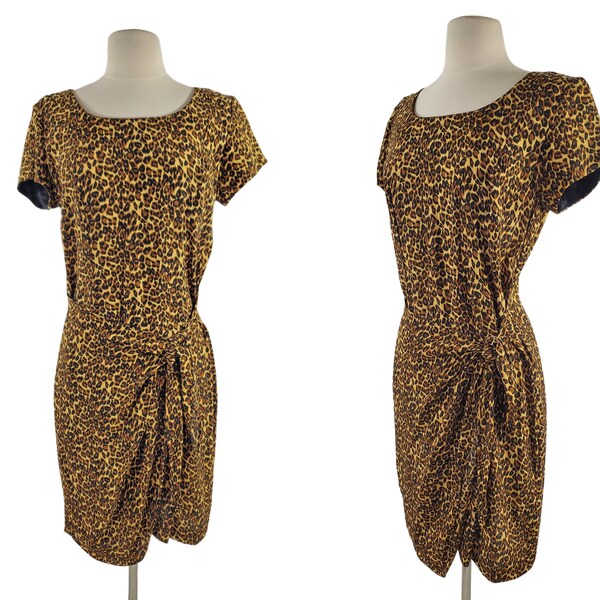 1990s Leopard Print Sarong Style Dress by Jessica Howard