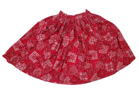 Vintage Girls Red Bandanna Skirt, Girls Size 6 - image 1