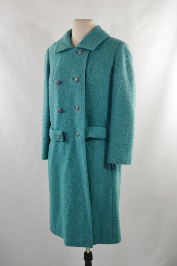 1960s Turquoise Tweed Mid Thigh Length Coat by Jo… - image 3