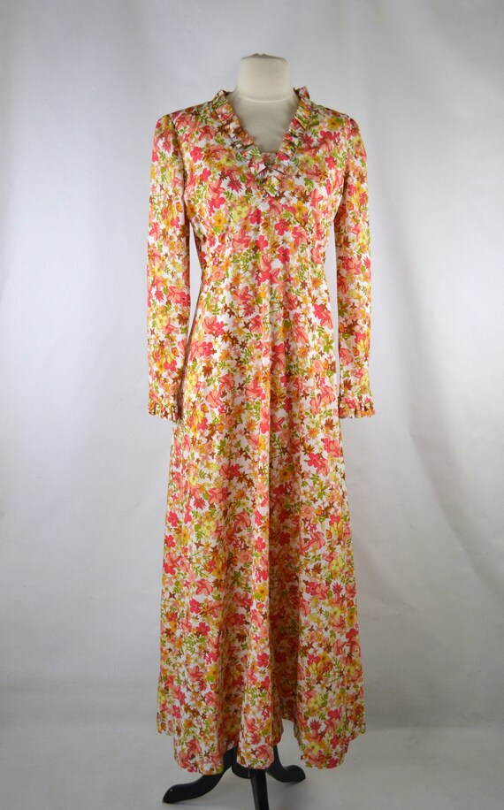1970s Floral Print Maxi Dress, Long Sleeve Dress,… - image 2