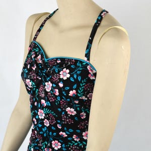 1980s Black Floral One Piece Swimsuit by Mainstream, Bathing Suit image 3