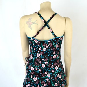 1980s Black Floral One Piece Swimsuit by Mainstream, Bathing Suit image 5