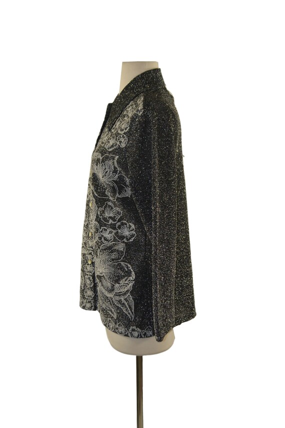 1960s/1970s Black and Silver Metallic Lurex Blouse - image 7