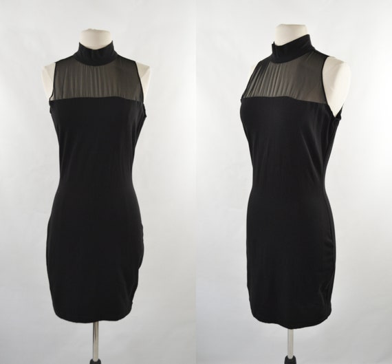1990s Slinky Black Little Mini Dress by Arpeja, Si