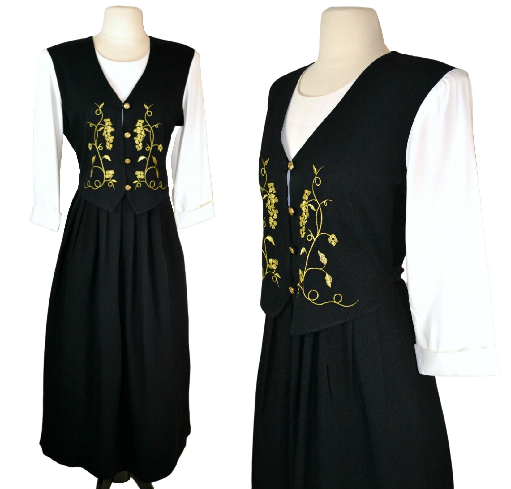 1980s Black and White Layered One Piece Dress by Allison Che 1980s Black and White Layered One Piece Dress by Allison Che
