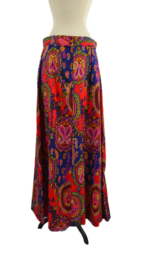 1970s Red and Purple Paisley Psychedelic Maxi Ski… - image 5