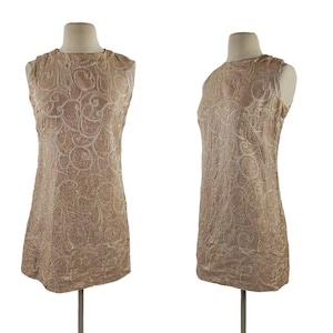 1960s Gold and Cream Metallic Brocade Mini Dress