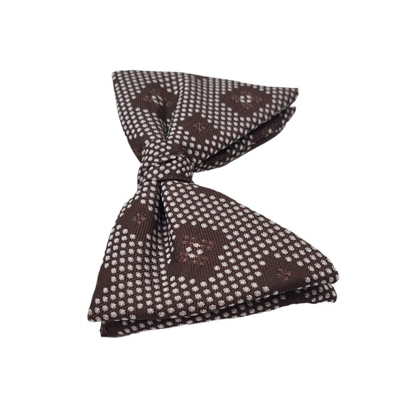 1970s Brown and White Square Geometric Bow Tie by… - image 2