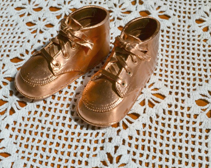 Vintage Copper/bronze Baby Shoes/booties Etsy