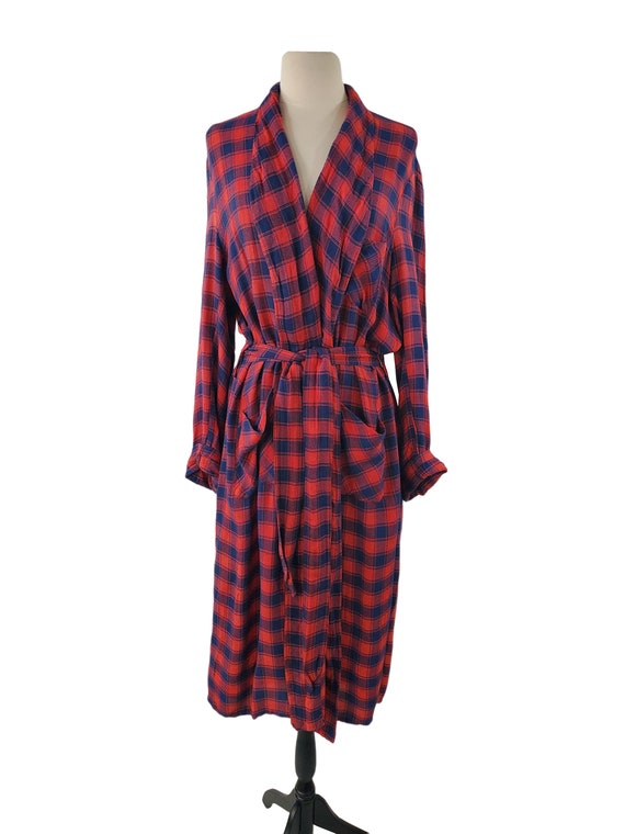 1950s/1960s Red and Blue Plaid Unisex Robe - image 2
