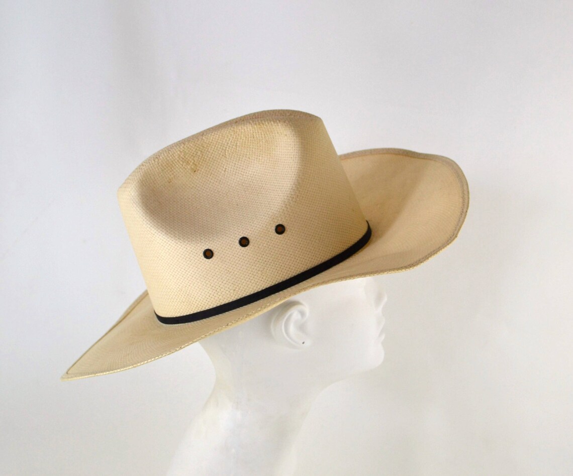 1980s Ivory Feathered Ridge Top Cowboy Hat by Eddy Bros Size Etsy