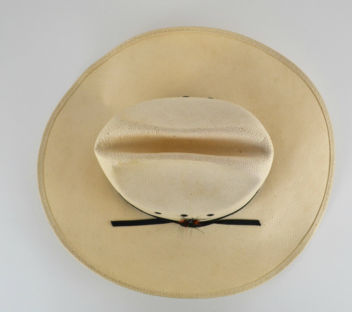 1980s Ivory Feathered Ridge Top Cowboy Hat by Eddy Bros Size Etsy