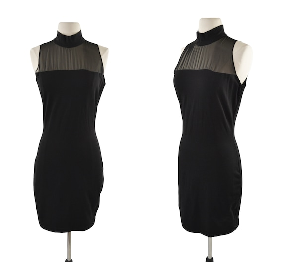 1990s Slinky Black Little Mini Dress by Arpeja, S… - image 1