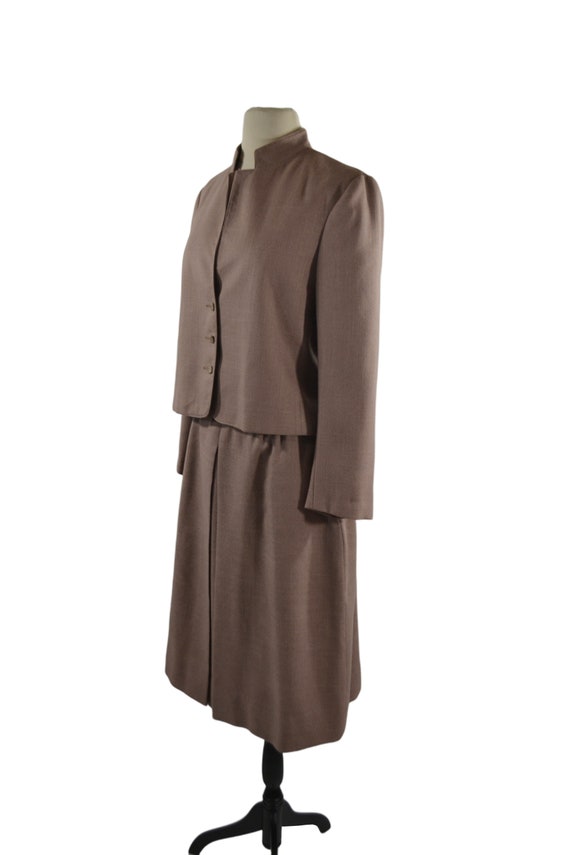 1970s Taupe Two Piece Suit, Jacket and Skirt by F… - image 3