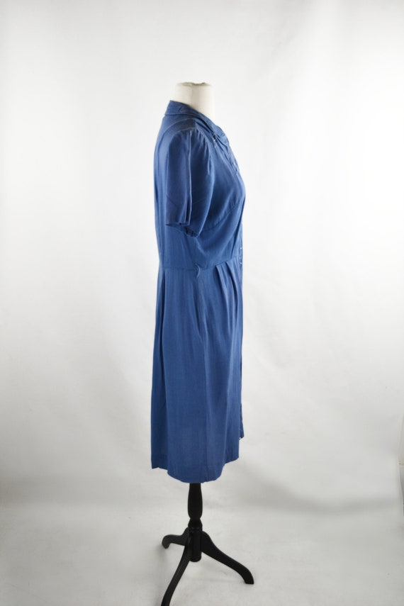 1950s Blue Linen Day Dress by Fashioned by Lampl,… - image 5
