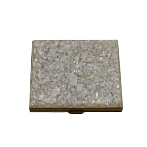 1950s White Iridescent Confetti Lucite Make Up Compact