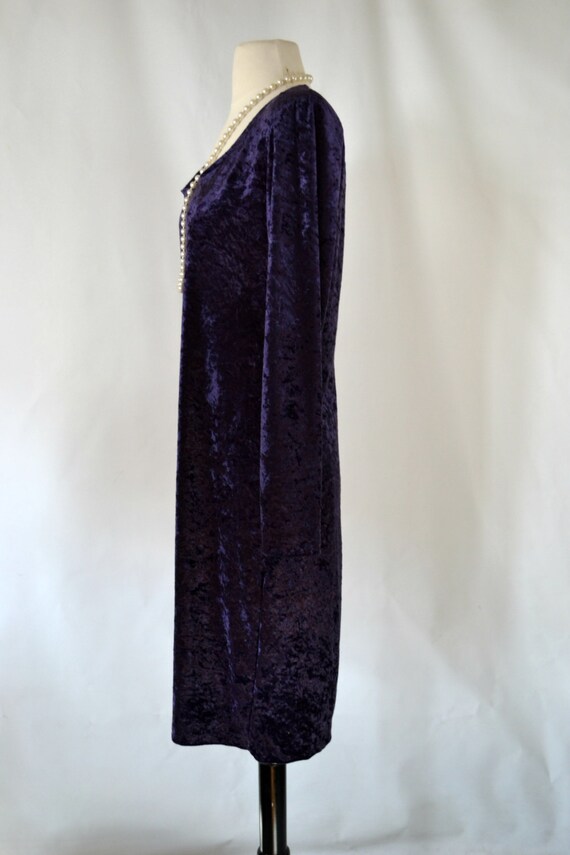 1980s Deep Purple Crushed Velvet Dress by Molly M… - image 4