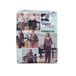 Vintage Uncut Vogue Women&#39;s Career Wardrobe Pattern 2329, Size 6-8-10, Jacket, Blouse, Skirt and Pants