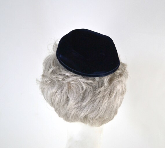 1940s/1950s Dark Blue Velvet/Velour Skull Cap Juli