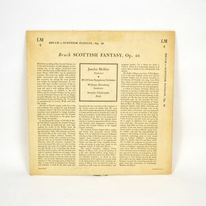 1953 Recording of Bruch Scottish Fantasy Op. 46, Long Play 33 1/3 image 4