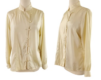 1980s Champange Nehru Collar Blouse by Chorus Line