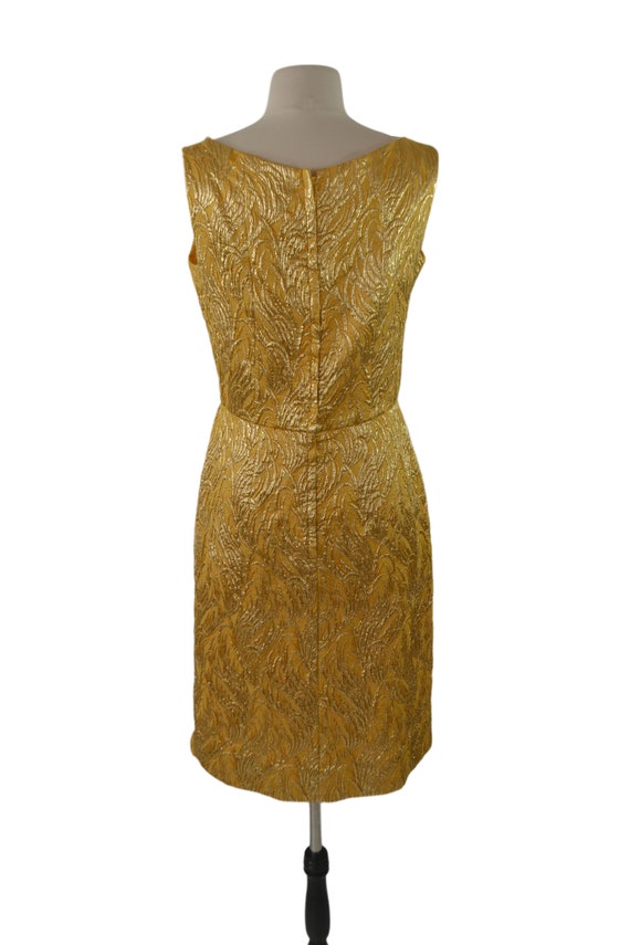 1960s Gold Damask Lame Sleeveless Dress - image 4