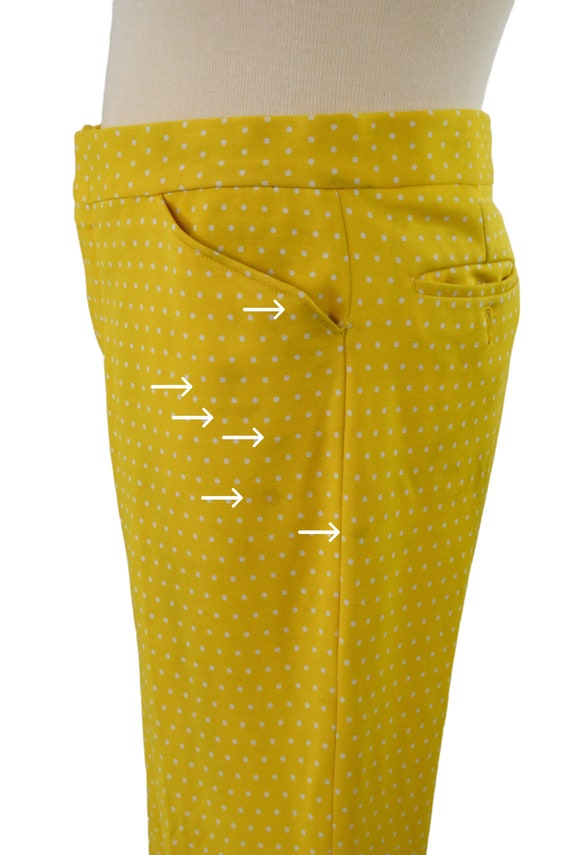 1970s Bright Yellow and White Polka Dot Knit Pant… - image 10