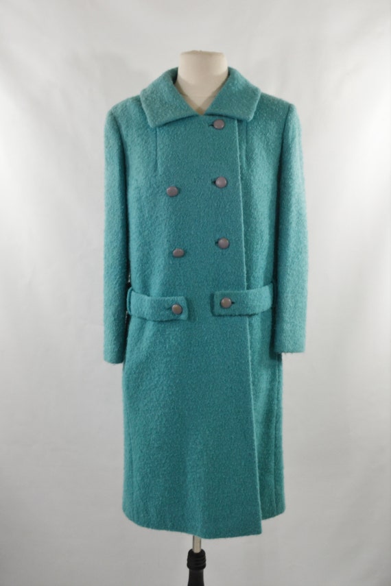 1960s Turquoise Tweed Mid Thigh Length Coat by Jo… - image 7