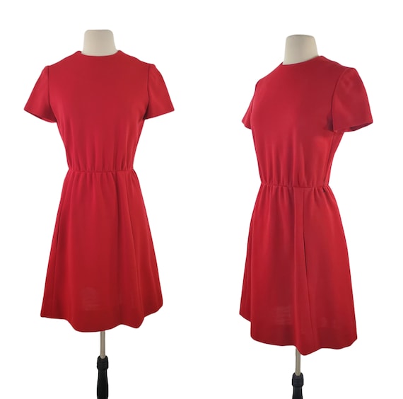 1960s/1970s Red Short Sleeve Day Dress by Joan Le… - image 1