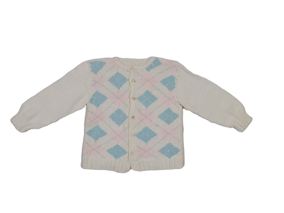 1970s/1980s Toddler White with Pink and Blue Diam… - image 7