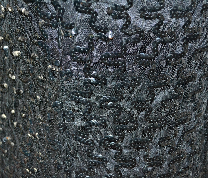 1960s Black Sleeveless Sequin Flapper Drop Waist Cocktail Dress, 1920s Inspired Dress image 5