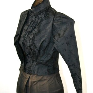 1880s/1890s Victorian Black Damask Ruffled Blouse, Display Piece, Museum Piece, Estate Fresh, Needs TLC image 7