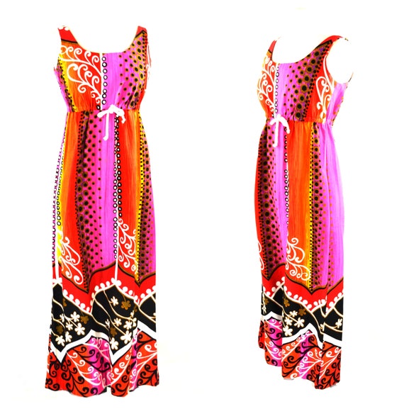 1960s Hawaiian Maxi Dress, Polka Dot Empire Waist, Miss Hawaii - Etsy