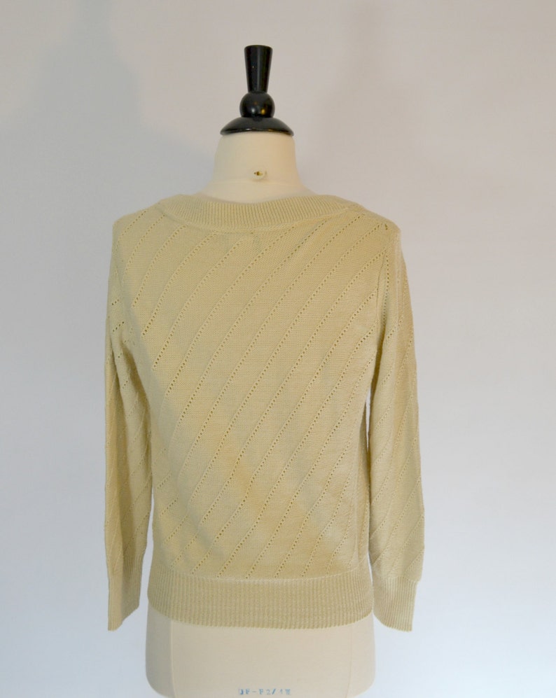 1960s Basic Cream Cardigan Sweater by Sears Jr Bazaar, XSmall image 5