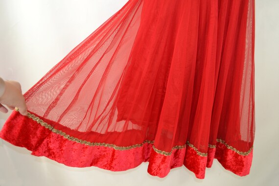 Vintage Lipstick Red Bollywood Empire Waist Dress - image 8