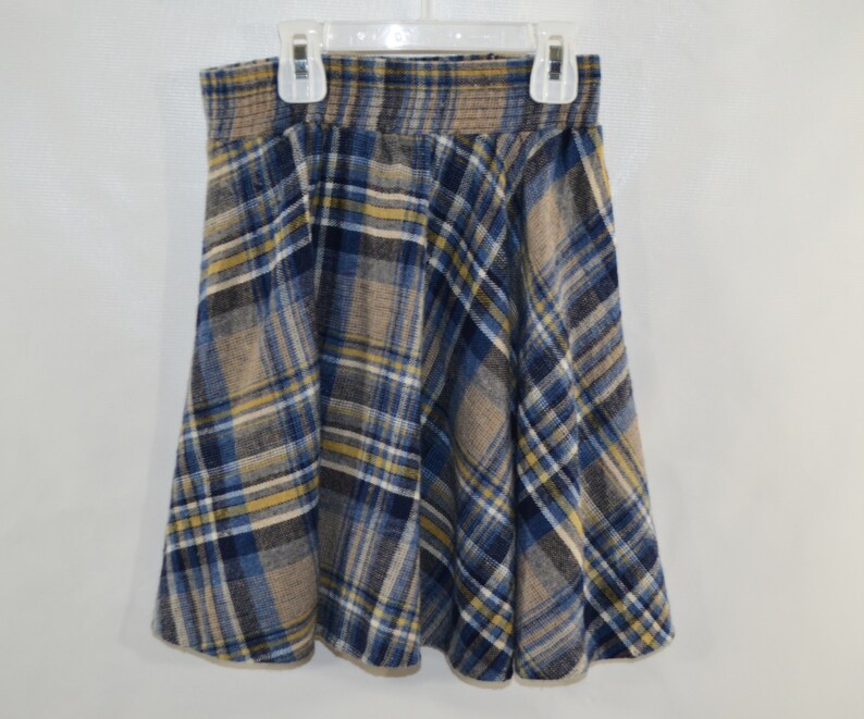 1990s Girls Blue Yellow and White Plaid Skirt Size 6X - Etsy New Zealand