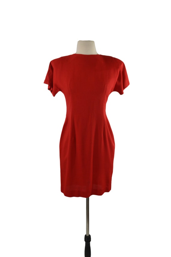 1990s Lipstick Red Sheath Dress by Late Edition L… - image 2