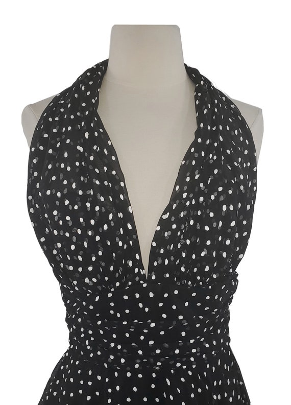 1980s/1990s Black and White Polka Dot Cocktail Dr… - image 7