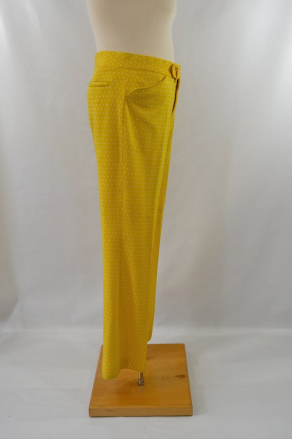 1970s Bright Yellow and White Polka Dot Knit Pant… - image 6