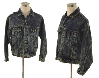 1980s Mens Dark Wash Denim Jean Jacket by Levi's, Size L