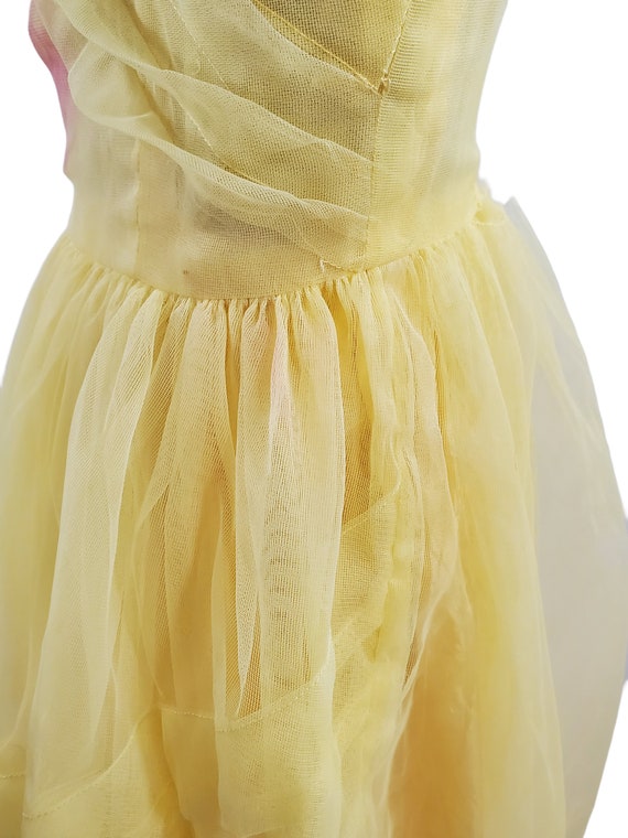 1950s/1960s Girls Yellow Sleeveless Frothy Tulle … - image 8