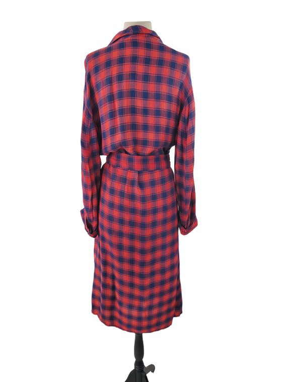 1950s/1960s Red and Blue Plaid Unisex Robe - image 5