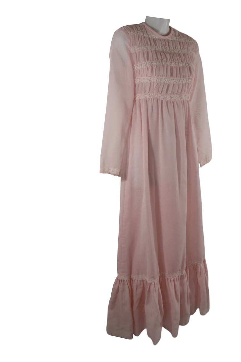 1970s Young Girls Pink Victorian Revival Dress by Vicky Vaugh Jrs image 3